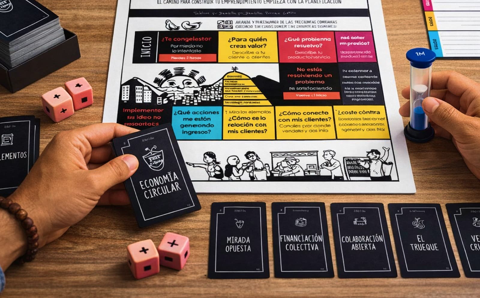 Tablero de juego con cartas